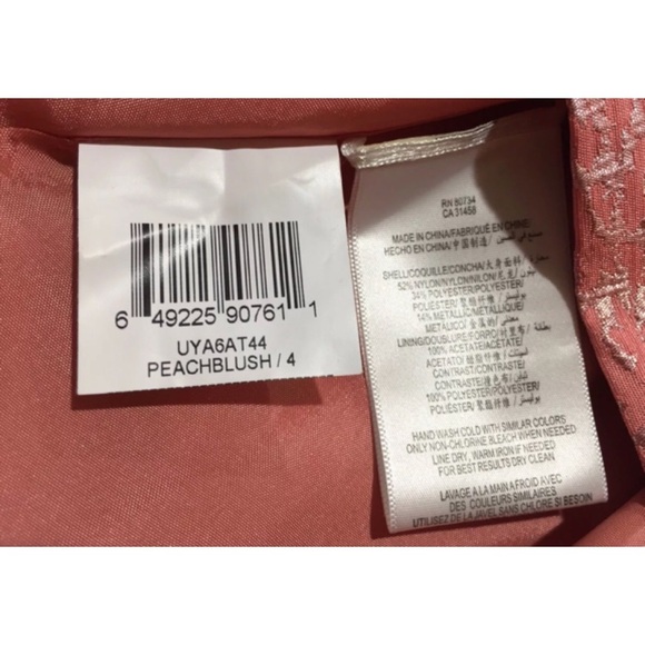 BCBG Max Azria Strapless Jacquard Peach Blush Cocktail Dress – Size 4 - Picture 8 of 8